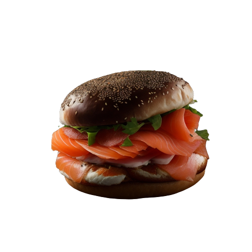 Baked salmon bagel